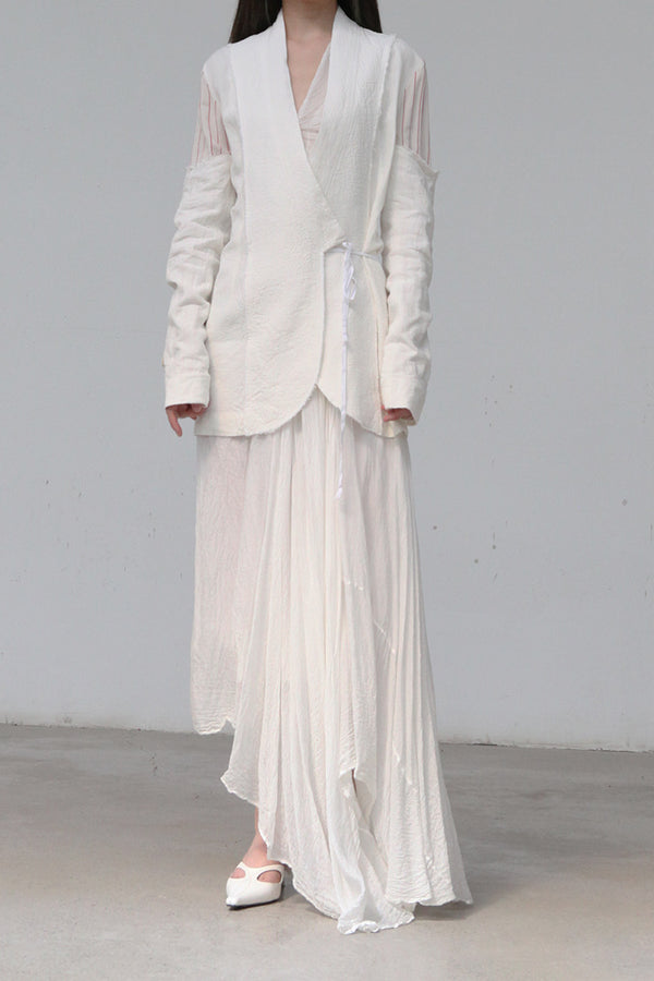 marc le bihan stitching kimono jacket 2201-E21 OFF WHITE